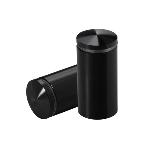 1'' Diameter X 1-3/4 Barrel Length, Aluminum Rounded Head Standoffs, Black Anodized Finish Easy Fasten Standoff (For Inside / Outside use) [Required Material Hole Size: 7/16'']