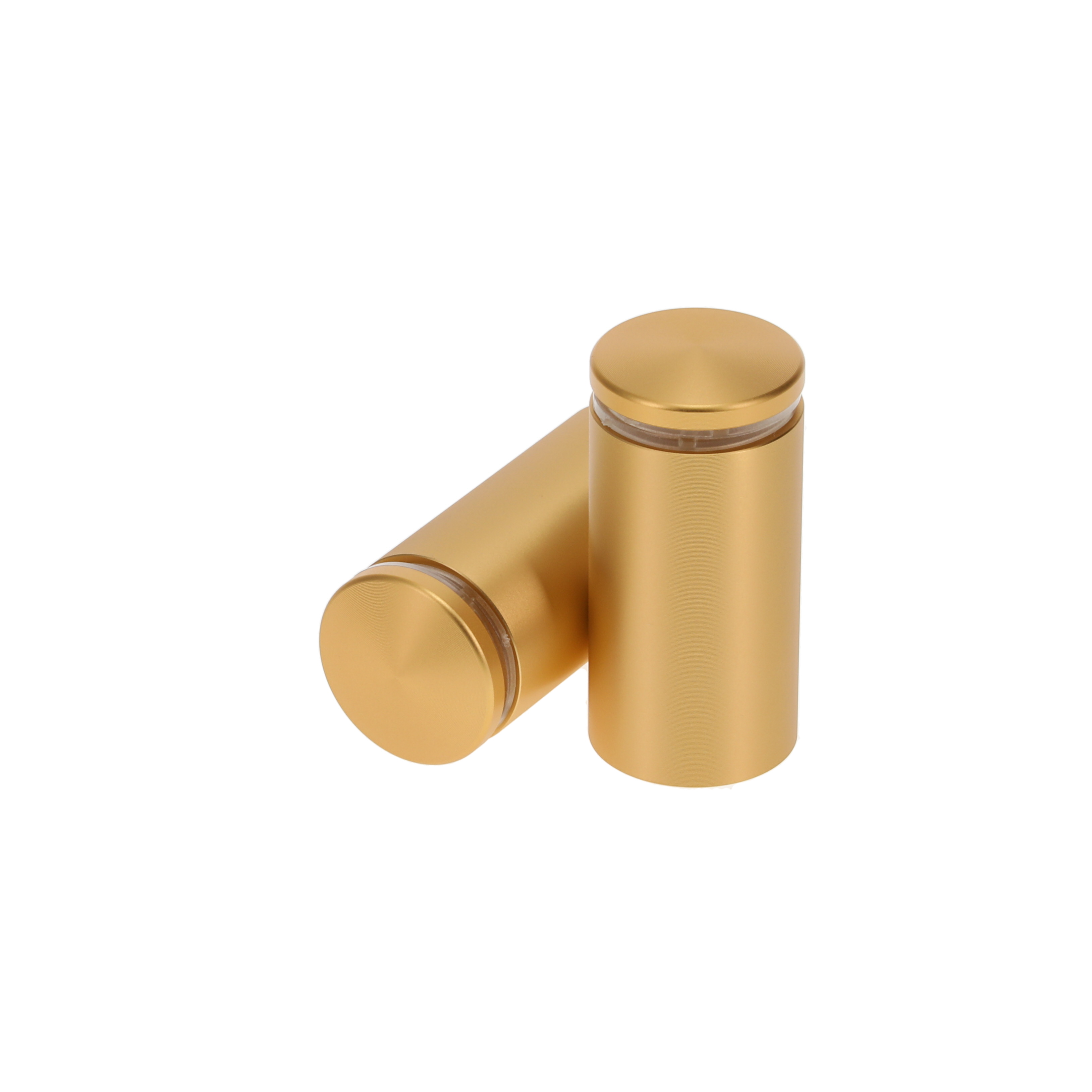 1'' Diameter X 1-3/4 Barrel Length, Aluminum Rounded Head Standoffs, Matte Champagne Anodized Finish Easy Fasten Standoff (For Inside / Outside use) [Required Material Hole Size: 7/16'']