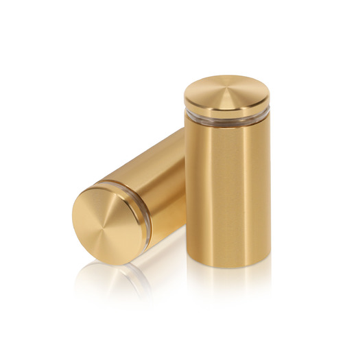1'' Diameter X 1-3/4 Barrel Length, Aluminum Rounded Head Standoffs, Champagne Anodized Finish Easy Fasten Standoff (For Inside / Outside use) [Required Material Hole Size: 7/16'']