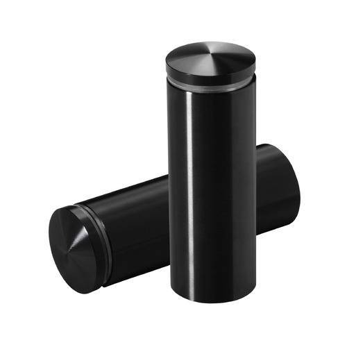 1'' Diameter X 2-1/2 Barrel Length, Aluminum Rounded Head Standoffs, Black Anodized Finish Easy Fasten Standoff (For Inside / Outside use) [Required Material Hole Size: 7/16'']