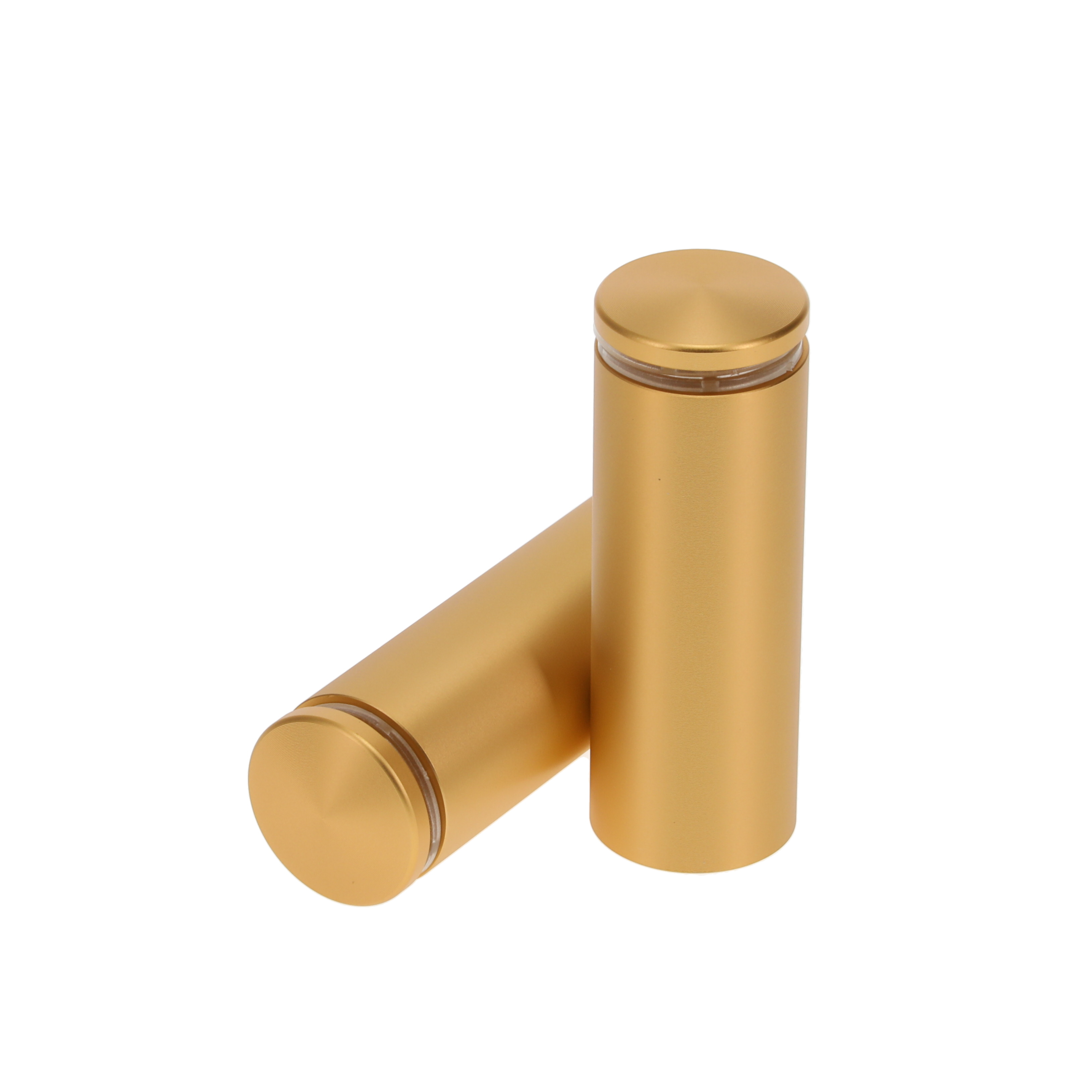 1'' Diameter X 2-1/2 Barrel Length, Aluminum Rounded Head Standoffs, Matte Champagne Anodized Finish Easy Fasten Standoff (For Inside / Outside use) [Required Material Hole Size: 7/16'']