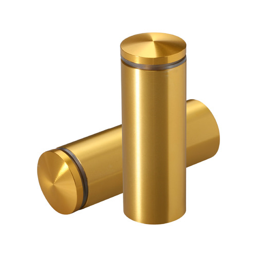 1'' Diameter X 2-1/2 Barrel Length, Aluminum Rounded Head Standoffs, Gold Anodized Finish Easy Fasten Standoff (For Inside / Outside use) [Required Material Hole Size: 7/16'']