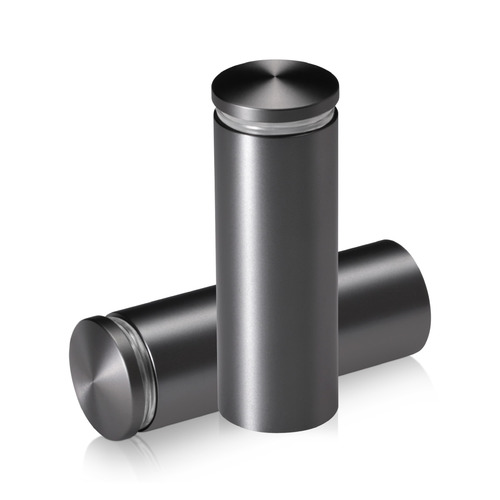 1'' Diameter X 2-1/2 Barrel Length, Aluminum Rounded Head Standoffs, Titanium Anodized Finish Easy Fasten Standoff (For Inside / Outside use) [Required Material Hole Size: 7/16'']