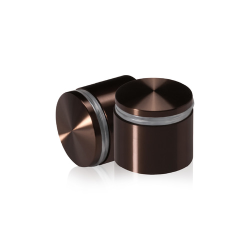 1-1/4'' Diameter X 3/4'' Barrel Length, Aluminum Rounded Head Standoffs, Bronze Anodized Finish Easy Fasten Standoff (For Inside / Outside use) [Required Material Hole Size: 7/16'']