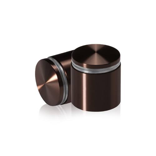 1-1/4'' Diameter X 1'' Barrel Length, Aluminum Rounded Head Standoffs, Bronze Anodized Finish Easy Fasten Standoff (For Inside / Outside use) [Required Material Hole Size: 7/16'']