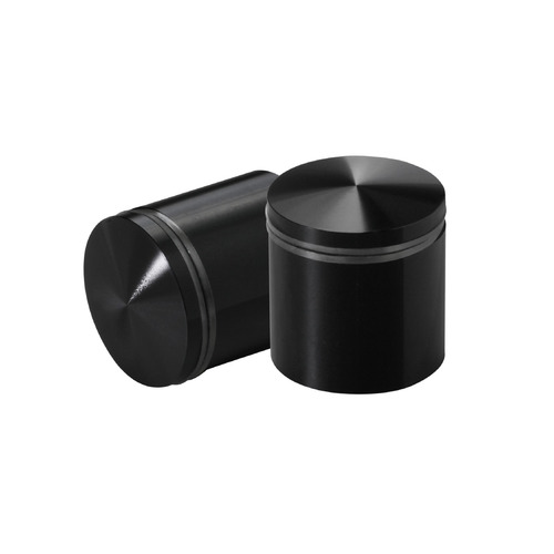 1-1/4'' Diameter X 1'' Barrel Length, Aluminum Rounded Head Standoffs, Black Anodized Finish Easy Fasten Standoff (For Inside / Outside use) [Required Material Hole Size: 7/16'']