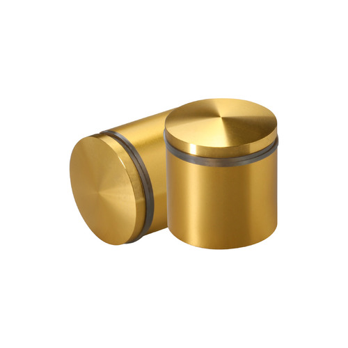 1-1/4'' Diameter X 1'' Barrel Length, Aluminum Rounded Head Standoffs, Gold Anodized Finish Easy Fasten Standoff (For Inside / Outside use) [Required Material Hole Size: 7/16'']