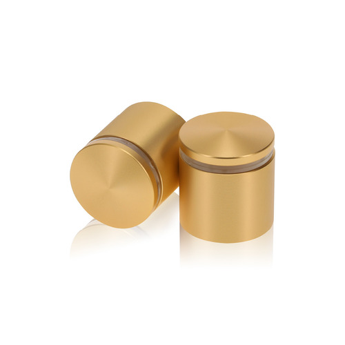 1-1/4'' Diameter X 1'' Barrel Length, Aluminum Rounded Head Standoffs, Matte Champagne Anodized Finish Easy Fasten Standoff (For Inside / Outside use) [Required Material Hole Size: 7/16'']