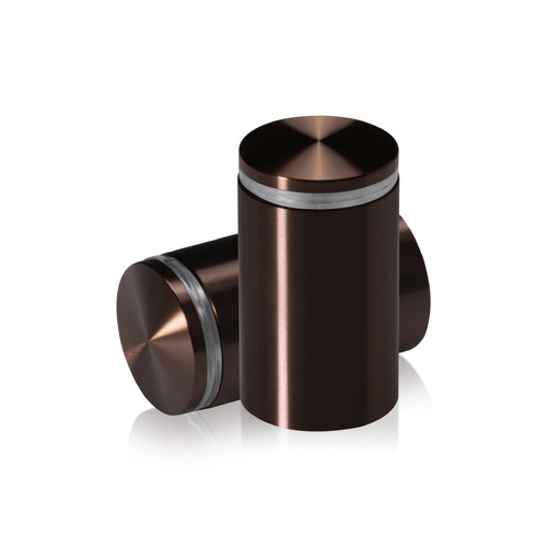 1-1/4'' Diameter X 1-3/4'' Barrel Length, Aluminum Rounded Head Standoffs, Bronze Anodized Finish Easy Fasten Standoff (For Inside / Outside use) [Required Material Hole Size: 7/16'']