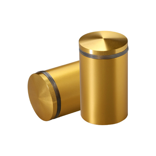 1-1/4'' Diameter X 1-3/4'' Barrel Length, Aluminum Rounded Head Standoffs, Gold Anodized Finish Easy Fasten Standoff (For Inside / Outside use) [Required Material Hole Size: 7/16'']