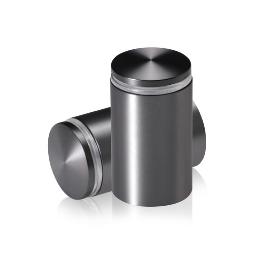 1-1/4'' Diameter X 1-3/4'' Barrel Length, Aluminum Rounded Head Standoffs, Titanium Anodized Finish Easy Fasten Standoff (For Inside / Outside use) [Required Material Hole Size: 7/16'']