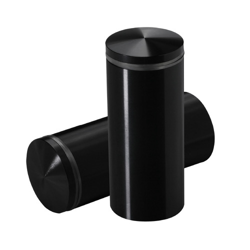 1-1/4'' Diameter X 2-1/2'' Barrel Length, Aluminum Rounded Head Standoffs, Black Anodized Finish Easy Fasten Standoff (For Inside / Outside use) [Required Material Hole Size: 7/16'']
