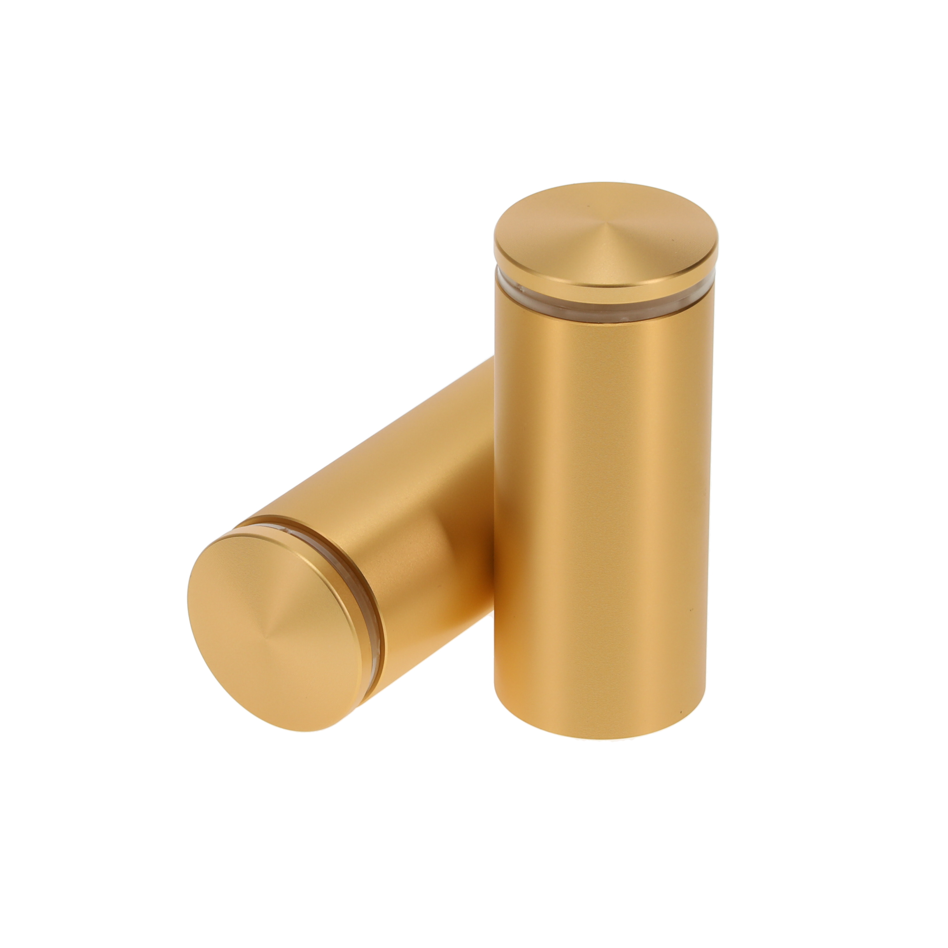 1-1/4'' Diameter X 2-1/2'' Barrel Length, Aluminum Rounded Head Standoffs, Matte Champagne Anodized Finish Easy Fasten Standoff (For Inside / Outside use) [Required Material Hole Size: 7/16'']