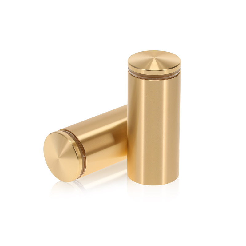 1-1/4'' Diameter X 2-1/2'' Barrel Length, Aluminum Rounded Head Standoffs, Champagne Anodized Finish Easy Fasten Standoff (For Inside / Outside use) [Required Material Hole Size: 7/16'']
