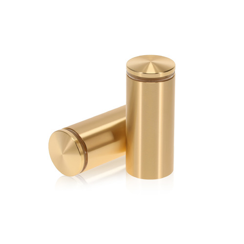 1-1/4'' Diameter X 2-1/2'' Barrel Length, Aluminum Rounded Head Standoffs, Champagne Anodized Finish Easy Fasten Standoff (For Inside / Outside use) [Required Material Hole Size: 7/16'']