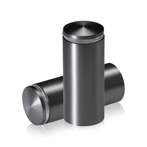 1-1/4'' Diameter X 2-1/2'' Barrel Length, Aluminum Rounded Head Standoffs, Titanium Anodized Finish Easy Fasten Standoff (For Inside / Outside use) [Required Material Hole Size: 7/16'']