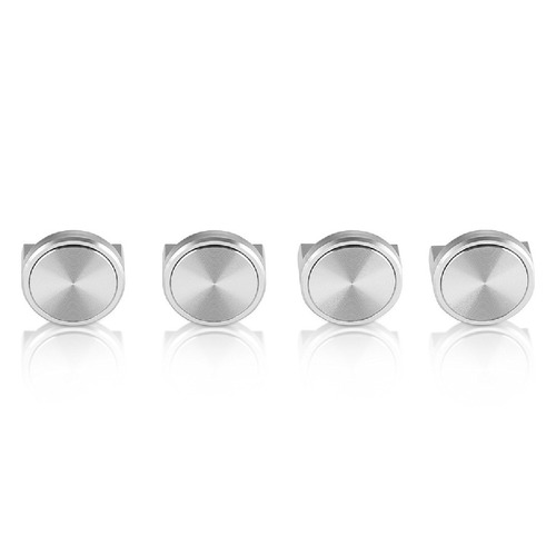 Set of 4 3/4'' Diameter X 3/8'' Length, Aluminum Clear Shiny Anodized Panel Clip With Disc (With 3M Very High-Bond Adhesive-Backed), Accept 1/8'' to 1/4'' Material (For inside use) [Required Material Hole Size: 7/16'']