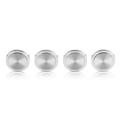 Set of 4 1-1/4'' Diameter X 3/8'' Length, Aluminum Clear Shiny Anodized Panel Clip With Disc (With 3M Very High-Bond Adhesive-Backed), Accept 1/8'' to 1/4'' Material (For inside use) [Required Material Hole Size: 7/16'']