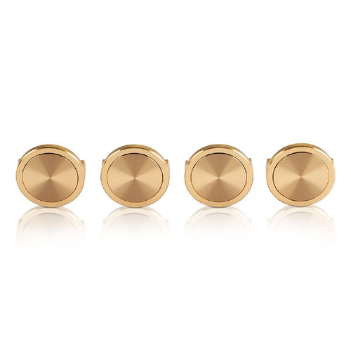 Set of 4 1-1/4'' Diameter X 3/8'' Length, Aluminum Champagne Anodized Panel Clip With Disc (With 3M Very High-Bond Adhesive-Backed), Accept 1/8'' to 1/4'' Material (For inside use) [Required Material Hole Size: 7/16'']