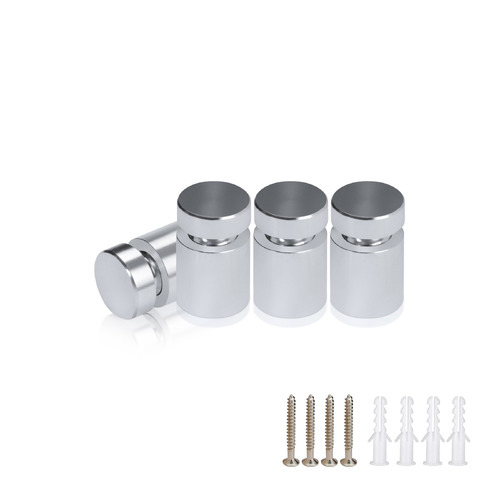 (Set of 4) 1/2'' Diameter X 1/2'' Barrel Length, Affordable Aluminum Standoffs, Silver Anodized Finish Standoff and (4) 2208Z Screw and (4) LANC1 Anchor for concrete/drywall (For Inside/Outside) [Required Material Hole Size: 3/8'']
