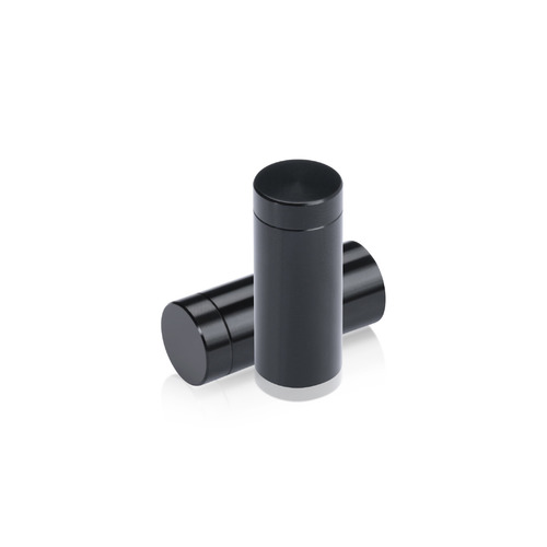 1/2'' Diameter X 1'' Barrel Length, Affordable Aluminum Standoffs, Black Anodized Finish Easy Fasten Standoff (For Inside / Outside use) [Required Material Hole Size: 3/8'']