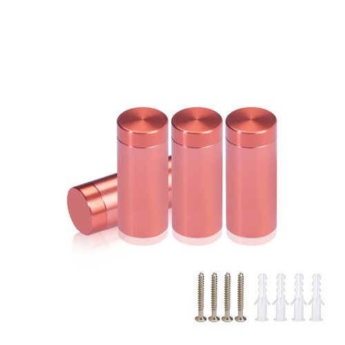 (Set of 4) 1/2'' Diameter X 1'' Barrel Length, Affordable Aluminum Standoffs, Copper Anodized Finish Standoff and (4) 2208Z Screw and (4) LANC1 Anchor for concrete/drywall (For Inside/Outside) [Required Material Hole Size: 3/8'']