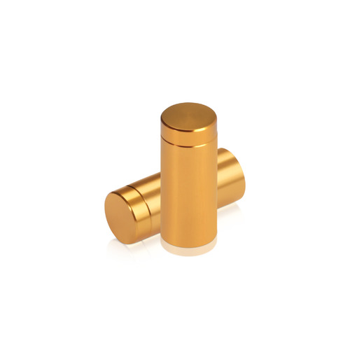 1/2'' Diameter X 1'' Barrel Length, Affordable Aluminum Standoffs, Gold Anodized Finish Easy Fasten Standoff (For Inside / Outside use) [Required Material Hole Size: 3/8'']