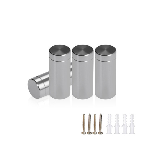 (Set of 4) 1/2'' Diameter X 1'' Barrel Length, Affordable Aluminum Standoffs, Steel Grey Anodized Finish Standoff and (4) 2208Z Screw and (4) LANC1 Anchor for concrete/drywall (For Inside/Outside) [Required Material Hole Size: 3/8'']