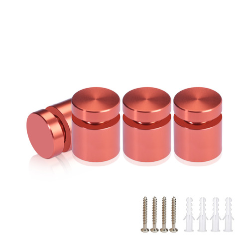 (Set of 4) 5/8'' Diameter X 1/2'' Barrel Length, Affordable Aluminum Standoffs, Copper Anodized Finish Standoff and (4) 2208Z Screw and (4) LANC1 Anchor for concrete/drywall (For Inside/Outside) [Required Material Hole Size: 7/16'']