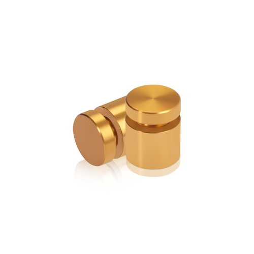 5/8'' Diameter X 1/2'' Barrel Length, Affordable Aluminum Standoffs, Gold Anodized Finish Easy Fasten Standoff (For Inside / Outside use) [Required Material Hole Size: 7/16'']