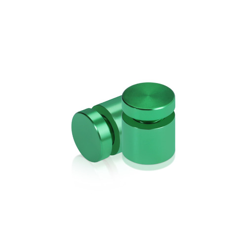 5/8'' Diameter X 1/2'' Barrel Length, Affordable Aluminum Standoffs, Green Anodized Finish Easy Fasten Standoff (For Inside / Outside use) [Required Material Hole Size: 7/16'']