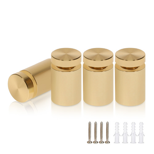 (Set of 4) 5/8'' Diameter X 3/4'' Barrel Length, Affordable Aluminum Standoffs, Champagne Anodized Finish Standoff and (4) 2208Z Screw and (4) LANC1 Anchor for concrete/drywall (For Inside/Outside) [Required Material Hole Size: 7/16'']