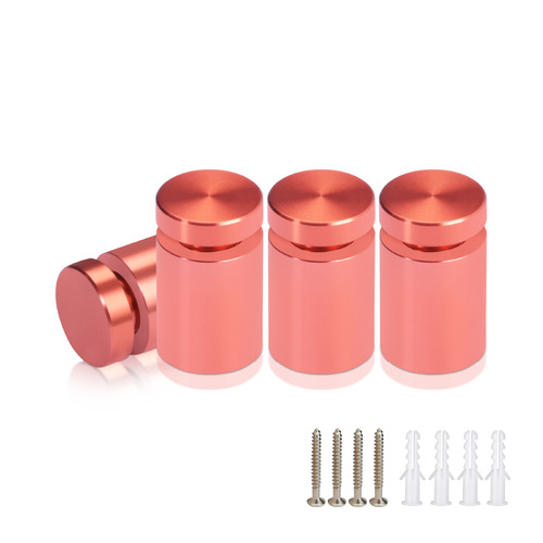 (Set of 4) 5/8'' Diameter X 3/4'' Barrel Length, Affordable Aluminum Standoffs, Copper Anodized Finish Standoff and (4) 2208Z Screw and (4) LANC1 Anchor for concrete/drywall (For Inside/Outside) [Required Material Hole Size: 7/16'']