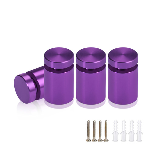 (Set of 4) 5/8'' Diameter X 3/4'' Barrel Length, Affordable Aluminum Standoffs, Purple Anodized Finish Standoff and (4) 2208Z Screw and (4) LANC1 Anchor for concrete/drywall (For Inside/Outside) [Required Material Hole Size: 7/16'']