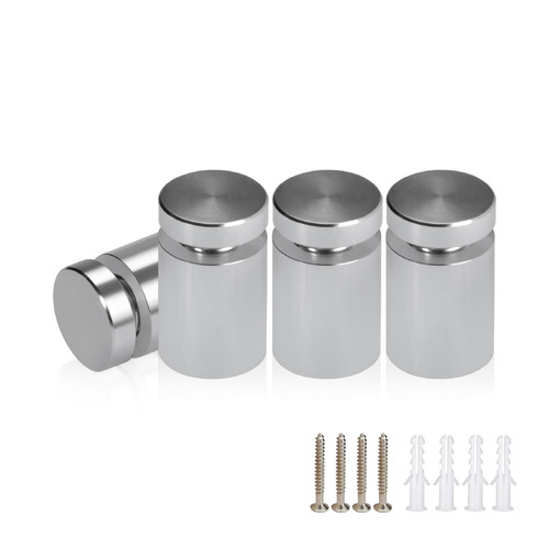 (Set of 4) 5/8'' Diameter X 3/4'' Barrel Length, Affordable Aluminum Standoffs, Steel Grey Anodized Finish Standoff and (4) 2208Z Screw and (4) LANC1 Anchor for concrete/drywall (For Inside/Outside) [Required Material Hole Size: 7/16'']