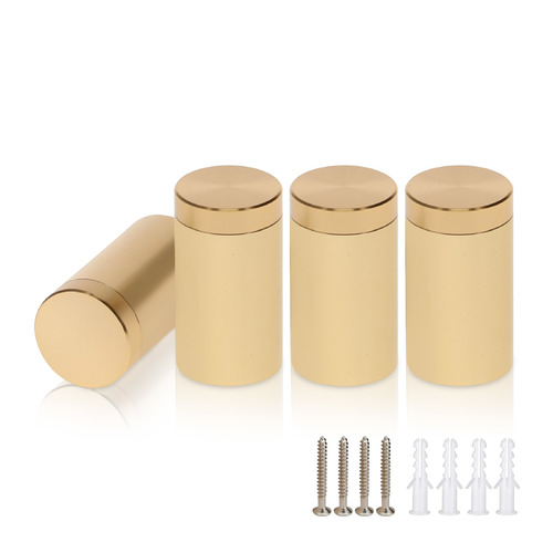 (Set of 4) 5/8'' Diameter X 1'' Barrel Length, Affordable Aluminum Standoffs, Champagne Anodized Finish Standoff and (4) 2208Z Screw and (4) LANC1 Anchor for concrete/drywall (For Inside/Outside) [Required Material Hole Size: 7/16'']