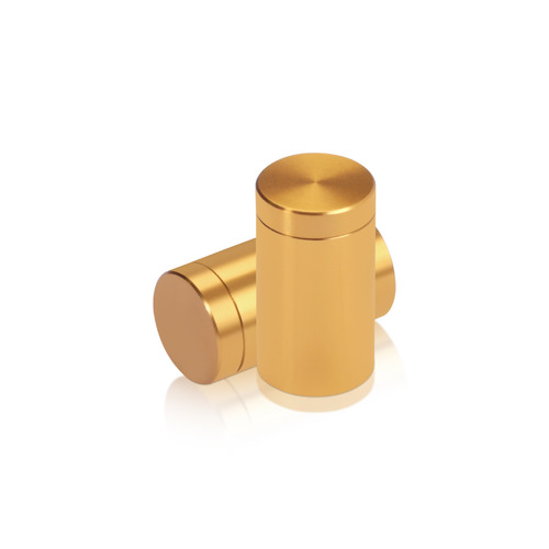 5/8'' Diameter X 1'' Barrel Length, Affordable Aluminum Standoffs, Gold Anodized Finish Easy Fasten Standoff (For Inside / Outside use) [Required Material Hole Size: 7/16'']