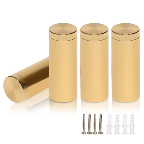 (Set of 4) 5/8'' Diameter X 1-1/2'' Barrel Length, Affordable Aluminum Standoffs, Champagne Anodized Finish Standoff and (4) 2208Z Screw and (4) LANC1 Anchor for concrete/drywall (For Inside/Outside) [Required Material Hole Size: 7/16'']