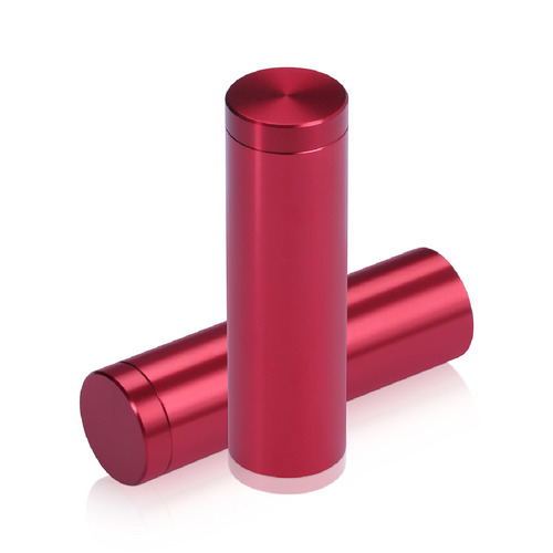 5/8'' Diameter X 2'' Barrel Length, Affordable Aluminum Standoffs, Cherry Red Anodized Finish Easy Fasten Standoff (For Inside / Outside use) [Required Material Hole Size: 7/16'']