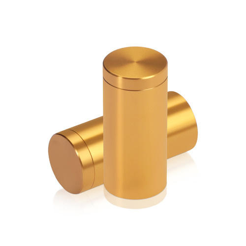 3/4'' Diameter X 1-1/2'' Barrel Length, Affordable Aluminum Standoffs, Gold Anodized Finish Easy Fasten Standoff (For Inside / Outside use) [Required Material Hole Size: 7/16'']