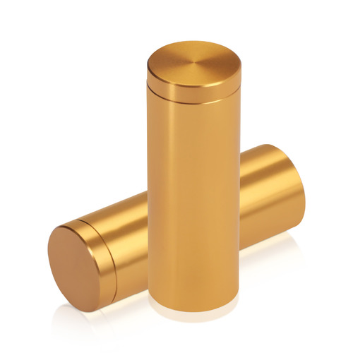 3/4'' Diameter X 2'' Barrel Length, Affordable Aluminum Standoffs, Gold Anodized Finish Easy Fasten Standoff (For Inside / Outside use) [Required Material Hole Size: 7/16'']