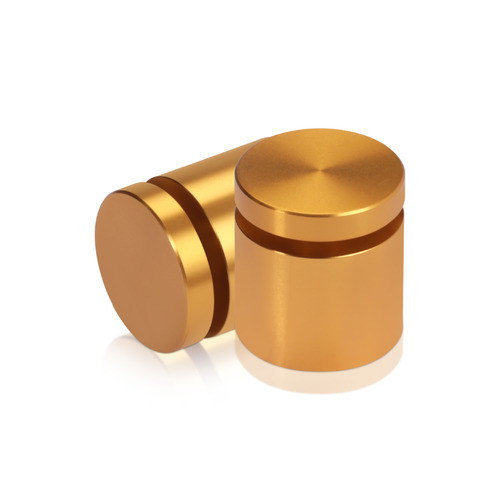 1'' Diameter X 3/4'' Barrel Length, Affordable Aluminum Standoffs, Gold Anodized Finish Easy Fasten Standoff (For Inside / Outside use) [Required Material Hole Size: 7/16'']