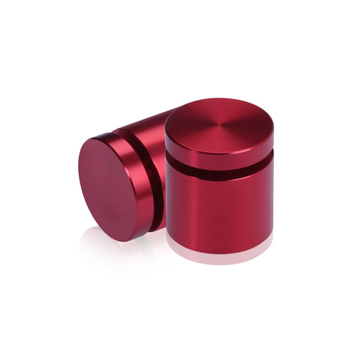 1'' Diameter X 3/4'' Barrel Length, Affordable Aluminum Standoffs, Cherry Red Anodized Finish Easy Fasten Standoff (For Inside / Outside use) [Required Material Hole Size: 7/16'']
