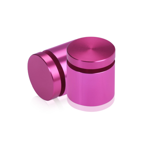 1'' Diameter X 3/4'' Barrel Length, Affordable Aluminum Standoffs, Rosy Pink Anodized Finish Easy Fasten Standoff (For Inside / Outside use) [Required Material Hole Size: 7/16'']