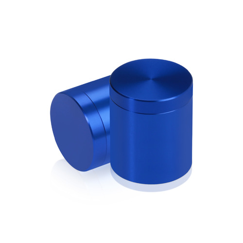 1'' Diameter X 1'' Barrel Length, Affordable Aluminum Standoffs, Blue Anodized Finish Easy Fasten Standoff (For Inside / Outside use) [Required Material Hole Size: 7/16'']