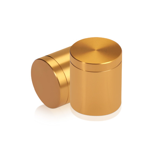 1'' Diameter X 1'' Barrel Length, Affordable Aluminum Standoffs, Gold Anodized Finish Easy Fasten Standoff (For Inside / Outside use) [Required Material Hole Size: 7/16'']