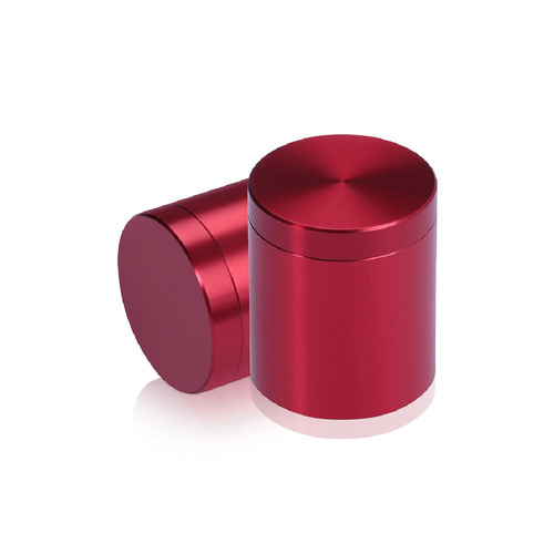 1'' Diameter X 1'' Barrel Length, Affordable Aluminum Standoffs, Cherry Red Anodized Finish Easy Fasten Standoff (For Inside / Outside use) [Required Material Hole Size: 7/16'']