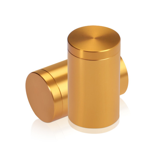 1'' Diameter X 1-1/2'' Barrel Length, Affordable Aluminum Standoffs, Gold Anodized Finish Easy Fasten Standoff (For Inside / Outside use) [Required Material Hole Size: 7/16'']