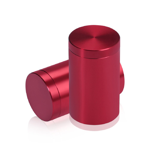 1'' Diameter X 1-1/2'' Barrel Length, Affordable Aluminum Standoffs, Cherry Red Anodized Finish Easy Fasten Standoff (For Inside / Outside use) [Required Material Hole Size: 7/16'']