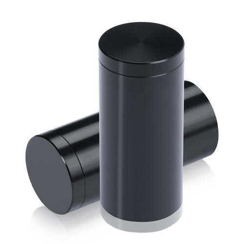 1'' Diameter X 2'' Barrel Length, Affordable Aluminum Standoffs, Black Anodized Finish Easy Fasten Standoff (For Inside / Outside use) [Required Material Hole Size: 7/16'']